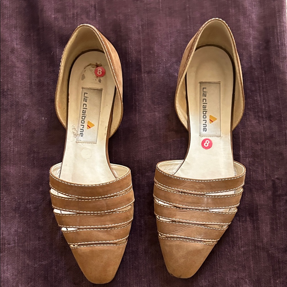 Liz Claiborne Brown Flats with Strappy Design
